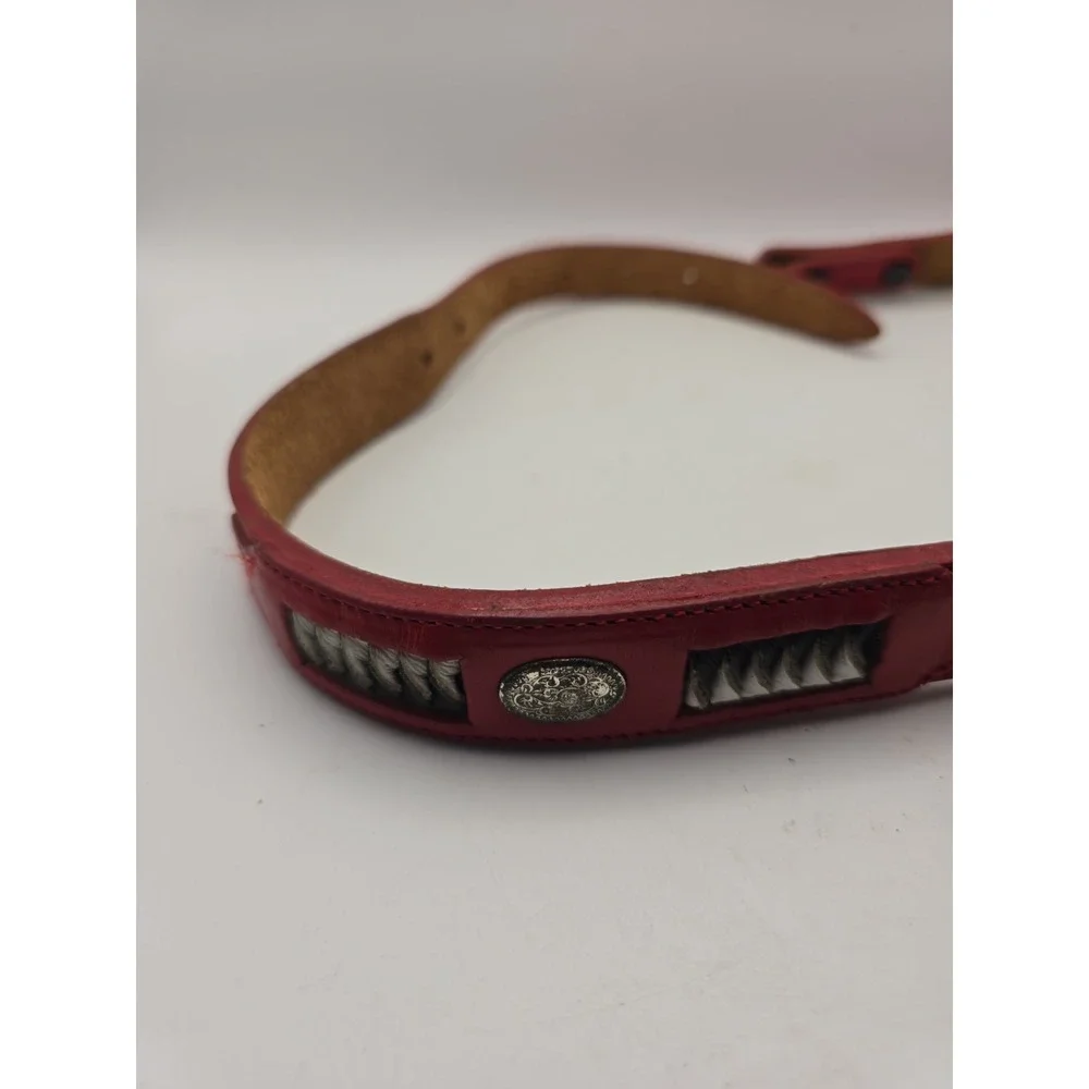 Vintage Tony Llama Red Leather Western Womens Belt 35